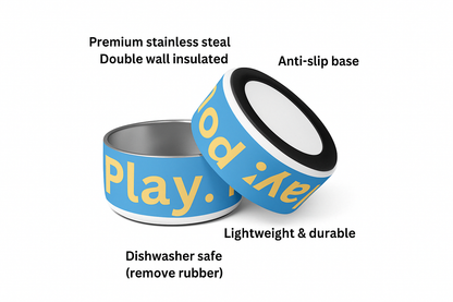 Playful Pet Bowl - "Eat. Play. Poop." (32oz)